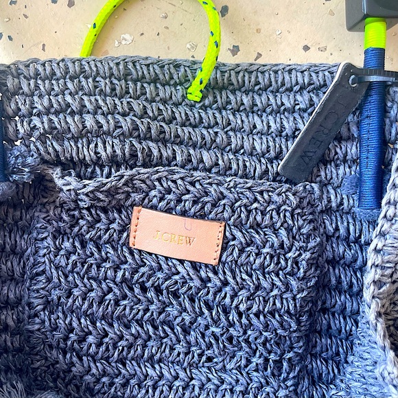 NWOT JCREW “Navy Citron Straw Market Tote” - Picture 5 of 5